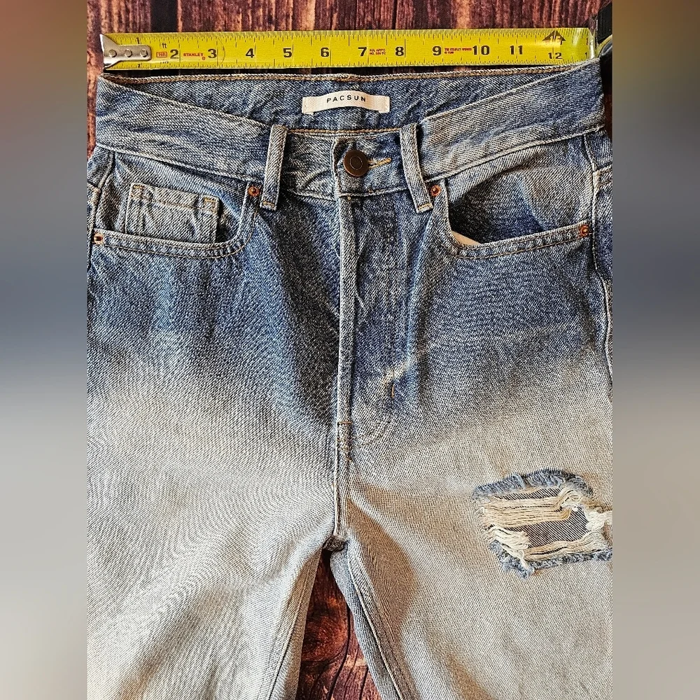 Pacsun Women's Size 25 Ultra High Rise Slim button fly Denim Jeans Distressed - Picture 6 of 8